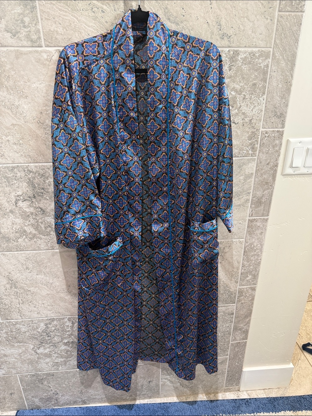 Vintage Christian Dior Monsieur Satin Medallion Kimono Robe